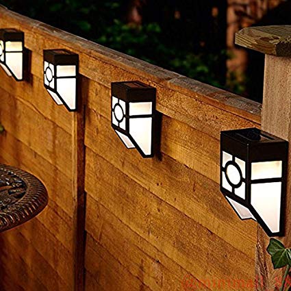Garden mile® Pack Of 4 NEW Tiffany Style Black And White Modern Oriental Style Solar Powered LED Outdoor mounted Wall Lights. Contemporary Garden Lighting For Walkways, Fences Or Sheds