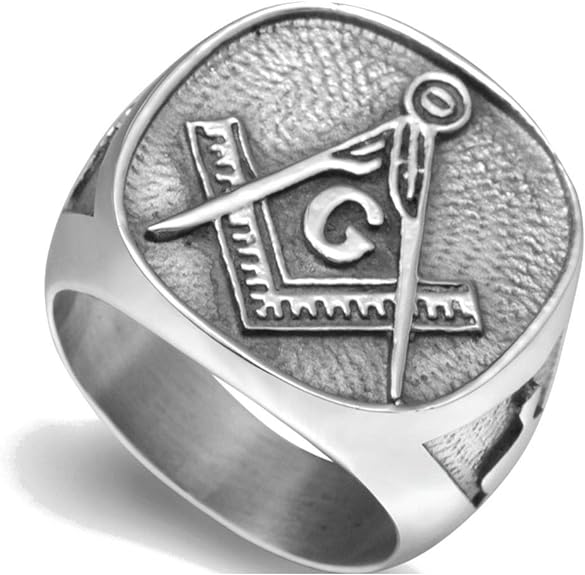 Stainless Steel Vintage Signet Masonic Ring