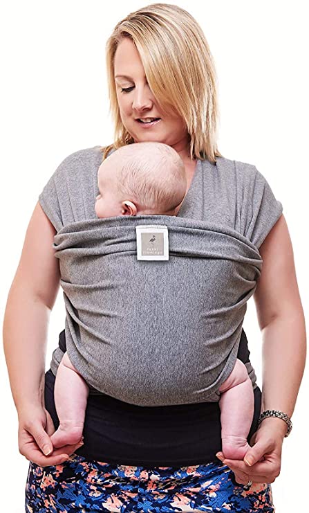 Premium Baby Carrier Newborn to Toddler | Baby Sling | One Size Fits All | Stretchy Baby Wrap | Cozy & Soothing for Babies| Ideal Baby Shower Gift by Funki Flamingo | Neutral Grey
