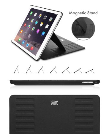 iPad Air 2 Case Prodigy Exec - Luxury iPad Cover - Mutli-Angle Magnetic Stand - Black - By ZooGue
