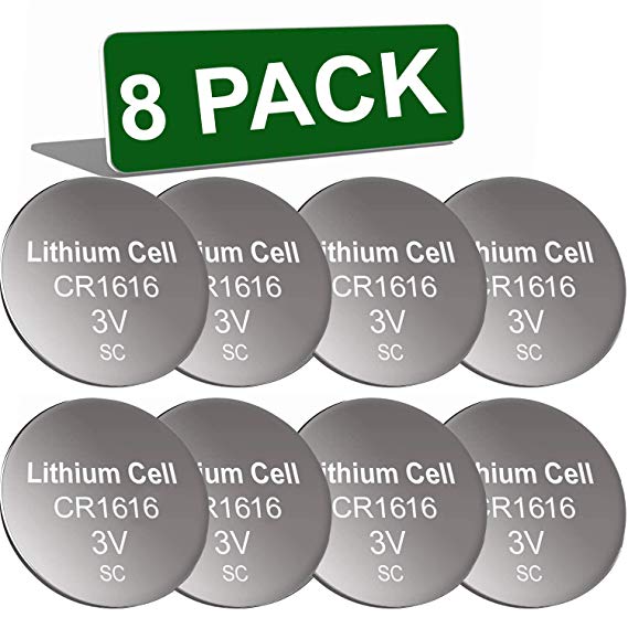 Oniza 8 Pack CR1616 Lithium Coin Cell Battery 3V Coin Batteries for Watches, Clocks, Electronic Organizers, Keyless Door Entry Remotes, Cell Phones, Computer Motherboards, Heart Monitors
