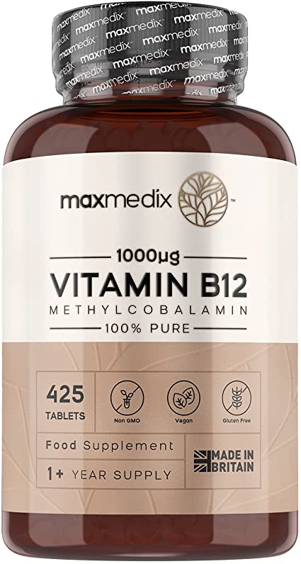 Vitamin B12 Tablets High Strength 1000mcg - 425 Pure Methylcobalamin Tablets (1  Year Supply) - B12 Vitamin Supplement For Immune Health - Vit B12 For Men, Women - Vegan & Gluten Free - Made In The UK