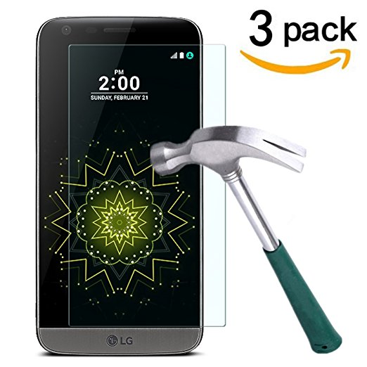 LG G5 Screen Protector,TANTEK [Anti-Bubble][HD Ultra Clear][Scratch Resist][Anti-Glare][Anti Fingerprint] Premium Tempered Glass Screen Protector for LG G5,[Lifetime Warranty]-[3-Pack]