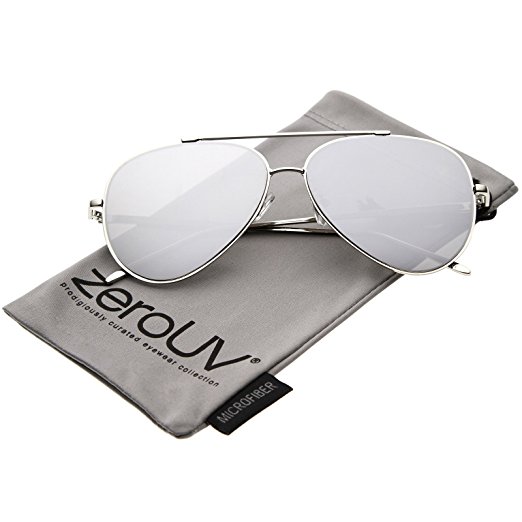 zeroUV - Mod Fashion Teardrop Rimless Mirror Flat Lens Metal Frame Aviator Sunglasses 58mm