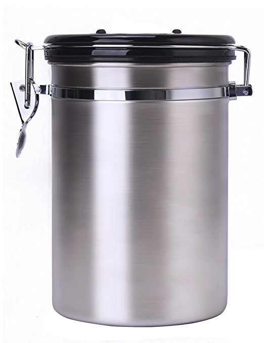 SMYLLS Larger Airtight Coffee Canister, Coffee Vault with Keeps Flavor Locked by One-way Vent Valve - Premium Coffee Container with Scoop (16 OZ)