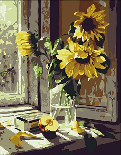 LOSTART DIY Oil Painting,Paint Number Kit Adult 16 20-inch (Warm Sunflower)