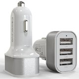 72A 36W Triple USB Car Charger with SmartQ Charge Ports for Apple iPhone 456Plus LG G2 G3 Samsung Galaxy S2 S3 S4 S5 S6 Note 1 2 3 4 Edge HTC M9  Nexus Lifetime Warranty White