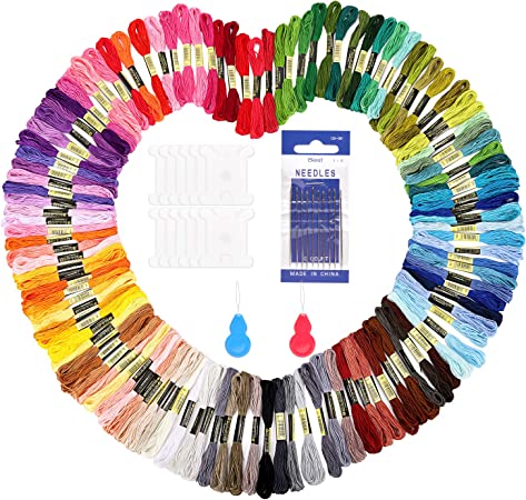 Embroidery Thread 115 Skeins Cross Stitch Embroidery Floss for Friendship Bracelet String with Needle Tools Make Colorful Yarn (115)