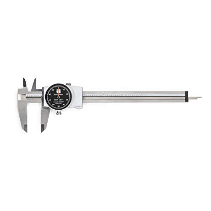 Brown & Sharpe 599-579-5 Dial Caliper, Stainless Steel, Black Face, 0-6" Range,  /-0.001" Accuracy, 0.001" Resolution, Meets DIN 862 Specifications
