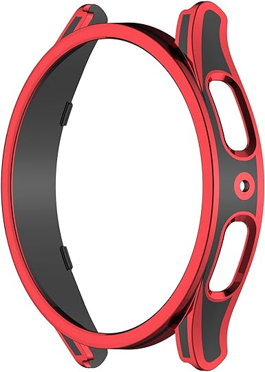 MOTONG PC Protective Watch Case Cover with Tempered Glass Screen Protector Compatible with Samsung Galaxy Watch 5/4 44MM(44MM Black   Red)