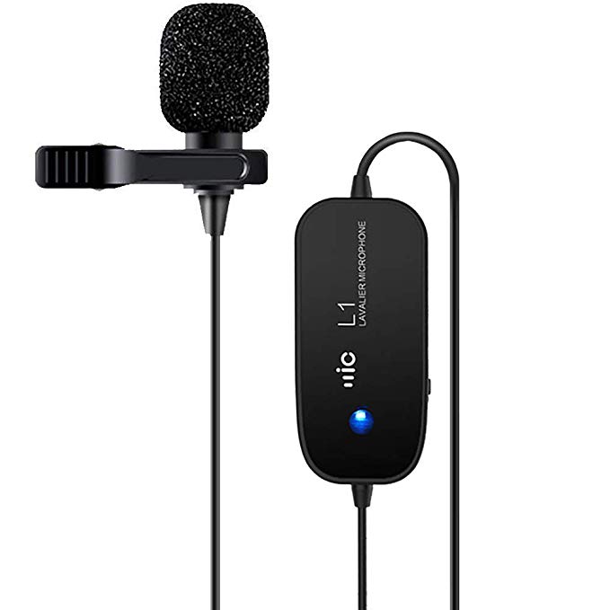 Rechargeable Lavalier Microphone, Champhox MK01 Hands Free Shirt Clip-on Lapel Omnidirectional Condenser Mic for Podcast, Recording, DSLR,Camera,iPhone,Android,Samsung,Sony,PC,Laptop (236 in/20ft)