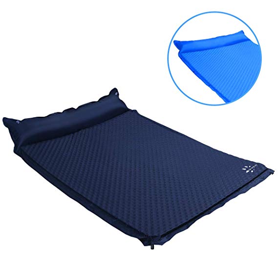 FRUITEAM Sleeping pad Double self Inflating Camping pad Large for 2 Person air Mattress with Pillow