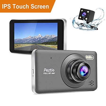 Dual Dash Cam Front and Rear Full HD 1080P Car Dash Cam, Car DVR Dashboard Camera Recorder with Night Vision, 4 inch IPS Touch Screen, 170° Wide Angle, G-Sensor, WDR, Loop Recording, Parking Monitor, Motion Detection