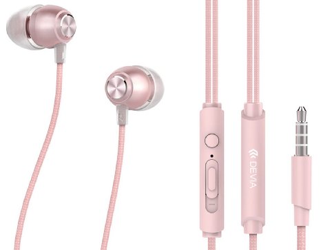 Metal Earphone with Mic,Universal 360 Stereo In-Ear Earphones Headphones Earbuds for Apple, Music Player, PC, Andriod, ect - Rose Gold