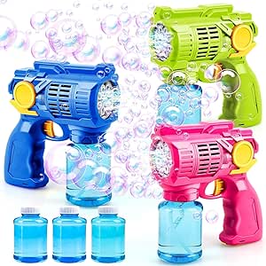 TOY Life 3 Pack Bubble Guns for Kids Outdoor Game for Kids Bubble Machine Bubble Maker Bubbles for Toddlers with Bubble Solutions Automatic Bubble Blaster Gun Bubble Toys Kids Outdoor Activity