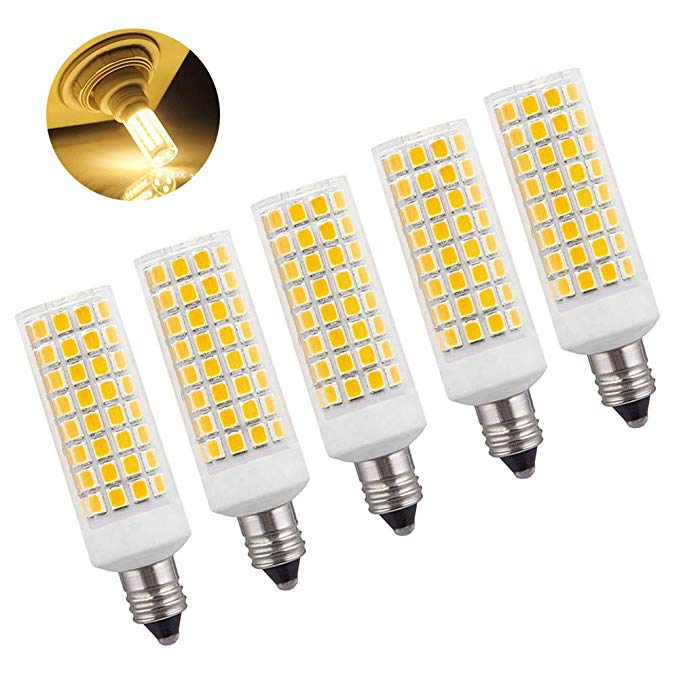 Kinglight 8W JD E11 LED Bulbs, 150W 100W Halogen Equivalent, Mini Candelabra LED Base, 1000LM Dimmable 3000K Warm White AC110V 120V, Pack of 5