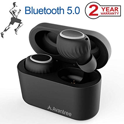 Avantree Bluetooth 5.0 True Wireless Earbuds with Portable Charging Case, Sweatproof Sport TWS Earphones, 18H Playtime in Ear Headphones for Running, Jogging, Treadmill Workout, Exercising - TWS105
