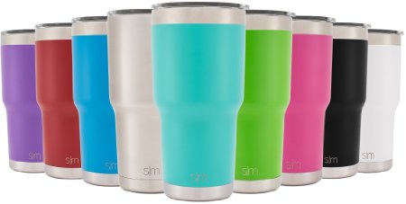 Simple Modern Vacuum Insulated 30oz Cruiser Tumbler with Lid - Double Walled Stainless Steel Travel Mug - Sweat Free Coffee Cup - Compare to Yeti and Contigo - Powder Coated Flask - Caribbean Blue