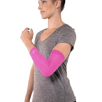 Copper Compression Elbow Sleeve - Copper Infused Orthopedic Brace for Tennis & Golfer Elbow, Tendonitis, Arthritis, Bursitis, Sore Joints & Muscles - Fits Men & Women -1 Sleeve - Pink - SM