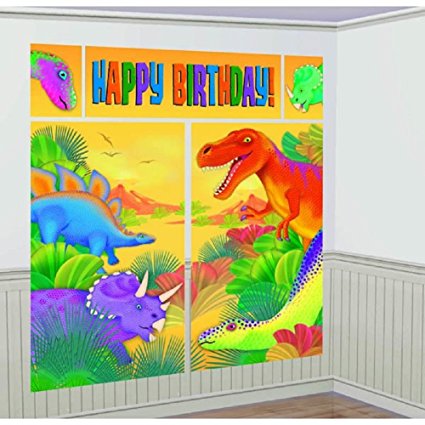Prehistoric Dinosaur Giant Scene Setter Wall Decorating Kit Birthday Party