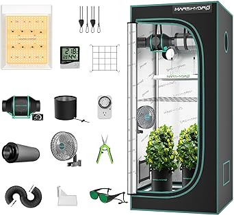 MARS HYDRO TS600 indoor cultivo kit completo,TS600 100W led cultivo Completo Specturm,60x60x140cm grow tent, Juego completo de luces led para cultivo con 4" Mejorado Ventilador en línea Filtro Kit