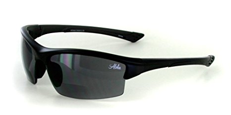 Aloha Eyewear "Stone Creek MX1" Men's Wrap-Around Bifocal Reading Sunglasses (Black w/ Smoke  3.00)