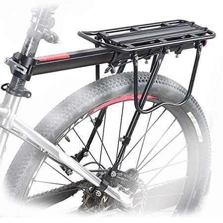 HOMEE 110 Lbs/50KGS Aluminum Alloy Universal Adjustable Equipment Stand Footstock bike frame Bicycle Carrier Rack Luggage Cargo Rack with Reflector and Tool