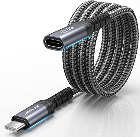 USB C Extension Cable 2M, JSAUX USB Type C 3.2 Extender Lead Supports 𝟭𝟬𝟬𝙒 PD Fast Charge, 10Gbps Data and 4K@60Hz video transmission Compatible with MacBook Pro, iPad Pro, XPS, Galaxy S22/S21/S20