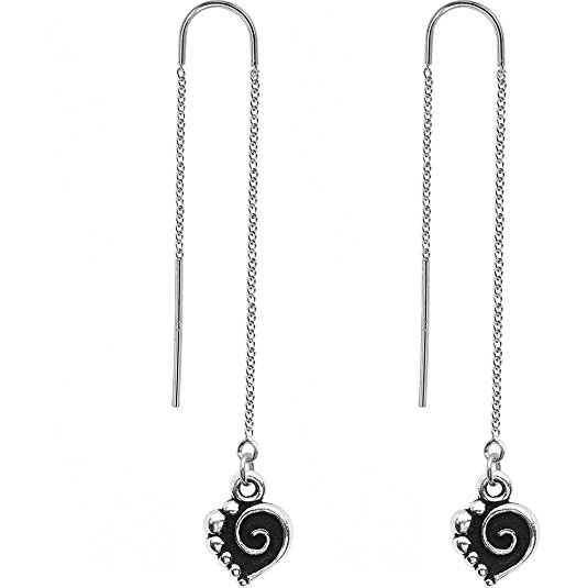 Body Candy Handcrafted Spiral Heart Threader Earrings