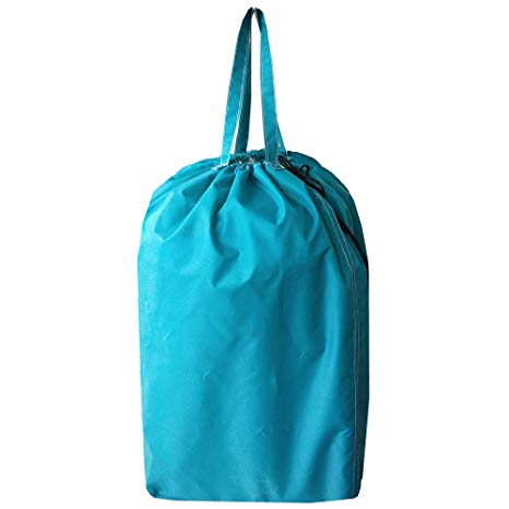 UniLiGis Tear Proof Nylon Laundry Bag with Handles,Hamper Liner with Drawstring Closure for Travel,Dirty Clothes Bag Fit Most Laundry Hamper and Sorter,27.5x34.5 inches,Blue Aqua