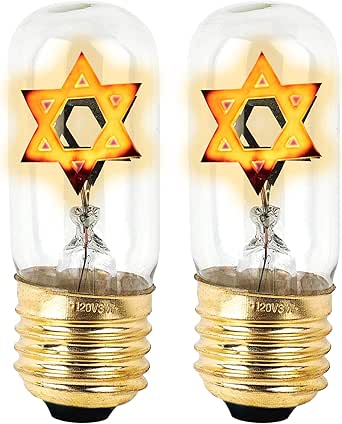 Yurtzeit Star of David Flickering Bulb Replacement Bulbs for Memorial Yahrzeit Lamp Yizkor Bulb Electric Memorial Candle