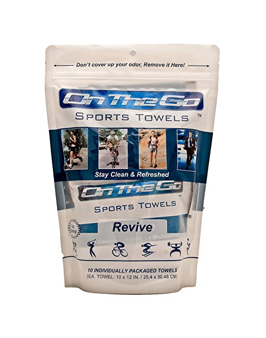 10 On The Go Towels Revive Large Sports Wipes (10 Pack)