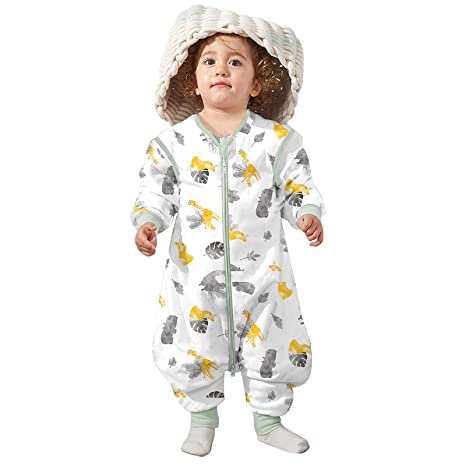 Lictin Long Sleeve Baby Sleep Sack with Feet,2.5TOG Weighted Winter Toddler Sleeping Sack with Zipper,Removable Wearable Blanket Baby,Warm Sleep Sack for 18-36 Months Boys or Girls,29.5-37.4in