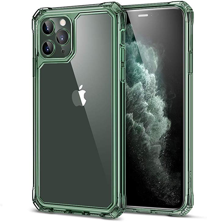 ESR Air Armor Designed for iPhone 11 Pro Case [Shock-Absorbing] [Scratch-Resistant] [Military Grade Protection] Hard PC   Flexible TPU Frame, for The iPhone 5.8”(2019), Transparent Dark Green