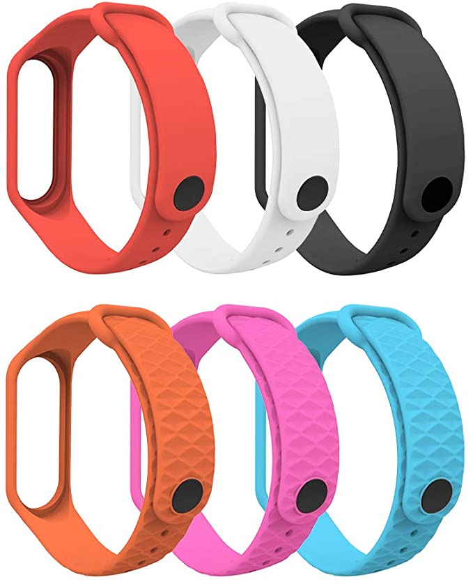 MoKo Band Compatible with Xiaomi Mi Band 3/Mi Band 4, 6 PCS Replacement Soft Sport Wristband Strap Bracelet Fit Xiaomi Mi Band 3/Mi Band 4 Smart Watch - Multi Color B