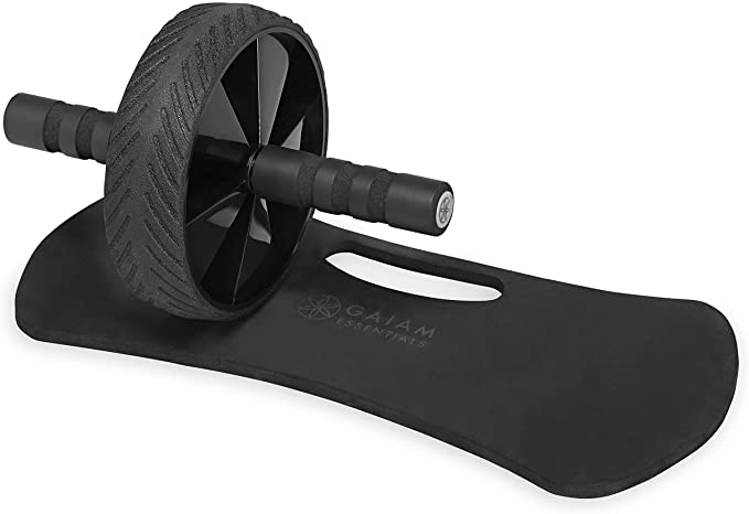Gaiam Essentials Ab Roller Wheel   Knee Pad | Abs Exercise Equipment Trainer with Comfort Grip Handles & Large Non Skid Wheel