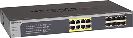 Netgear ProSafe Plus JGS516PE Ethernet Switch - 16 Ports - 8 x POE - 8 x RJ-45 - 10/100/1000Base-T - Desktop JGS516PE-100NAS