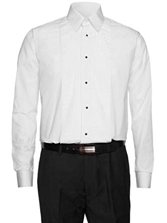 Gentlemens Collection Men's Lay Down & Wingtip Collar Long Sleeve Tuxedo Shirt