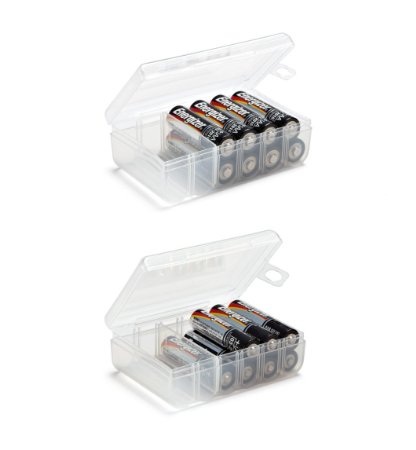 Set of 2 - AA and AAA Battery Storage Box Battery Storage Case Battery Holder Clear