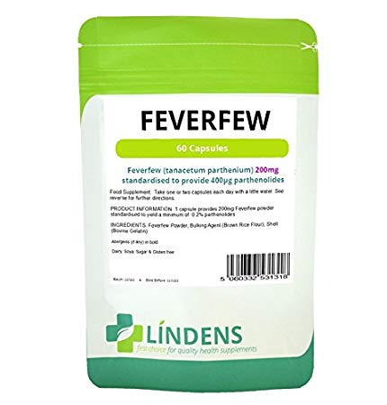Feverfew 2-PACK 120 Capsules 200mg guaranteed 0.4mg parthenolide Popular Potent