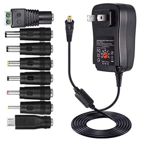 Zolt 30W Universal AC DC Adapter Switching Power Supply for Household Electronics Router Speaker CCTV Camera LED Strip Light with 3V 4.5V 5V 6V 7.5V 9V 12V Output - 2000mA Max.