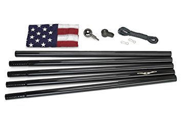 Valley Forge Flag All-American Series 3 x 5 Foot Nylon US American Flag Kit with 18-Foot Black Steel In-Ground Pole and Hardware