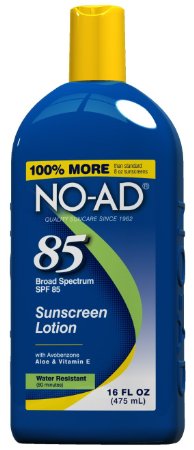 NO-AD Water Resistant Sunscreen Lotion, SPF 85 16 fl oz (475 ml)