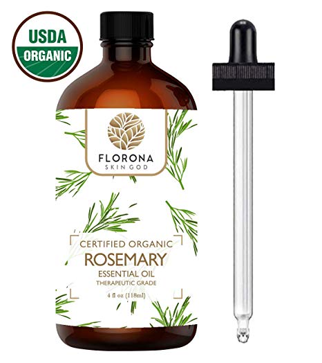Florona Organic Essential Oil, 4 Oz USDA Certified Organic (Rosemary, 4 Oz)