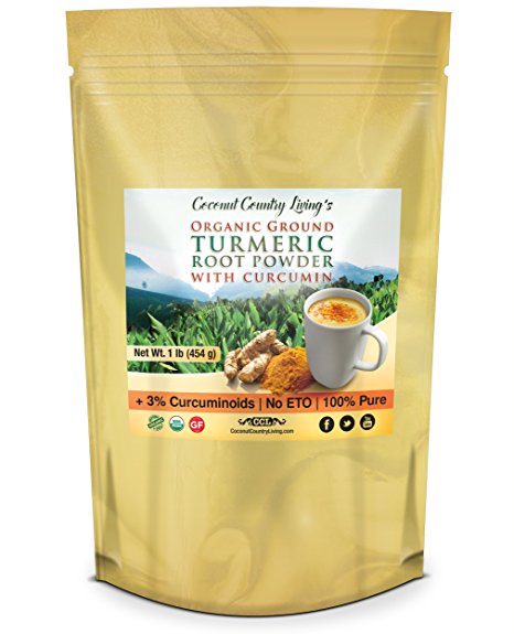 Organic Turmeric Root Powder with Curcumin 1 lb, Premium Grade Raw Spice for Health and Supplement