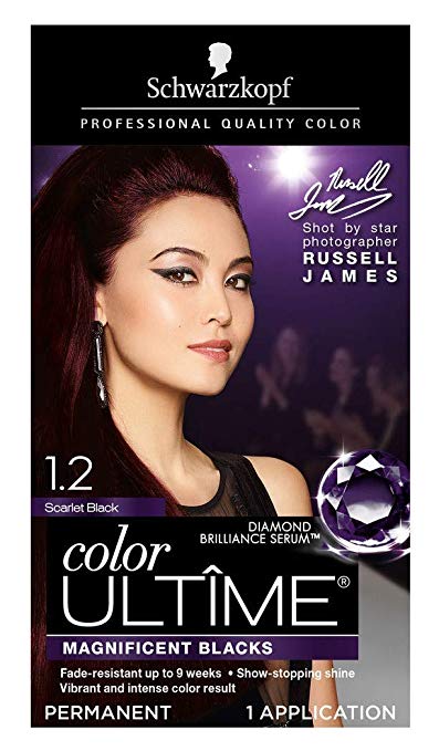 Schwarzkopf Color Ultime Permanent Hair Color Cream, 1.2 Scarlet Black (Packaging May Vary)