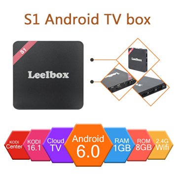 Leelbox S1 Android 6.0 TV Box Preloaded CloudTV KODI 16.1 Amlogic S905x Quad-Core CPU 1GB RAM/8GB ROM Live TV Unlocked Streaming Media player Set Top Box WIFI LAN 3D 4K Movies