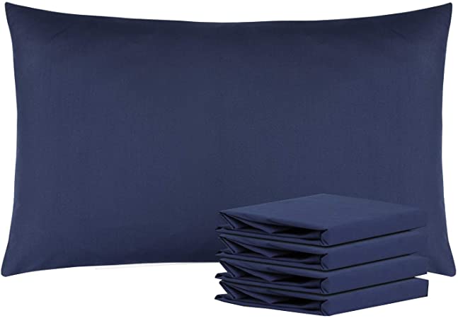 NTBAY Queen Pillowcases Set of 4, 100% Brushed Microfiber, Soft and Cozy, Wrinkle, Fade, Stain Resistant with Envelope Closure, 20"x 30", Navy