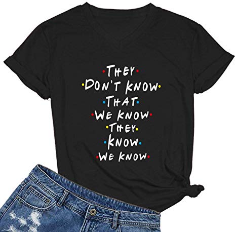 MIMOORN Women V Neck Graphic Funny Cute T Shirt Teen Girl Tops Tee
