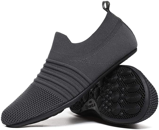 MOHEM Men House Slippers Shoes Lightweight Yoga Household Soft Comfortable Indoor Outdoor Bedroom Breathable Anti-Slip On Sock Shoes with Rubber Sole